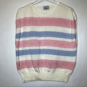 Vintage Knit Sleeveless Sweater w/ Pink Hearts